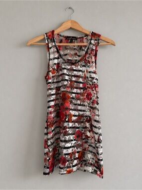 Almost Famous Sheer Floral Mesh Tank Top Large